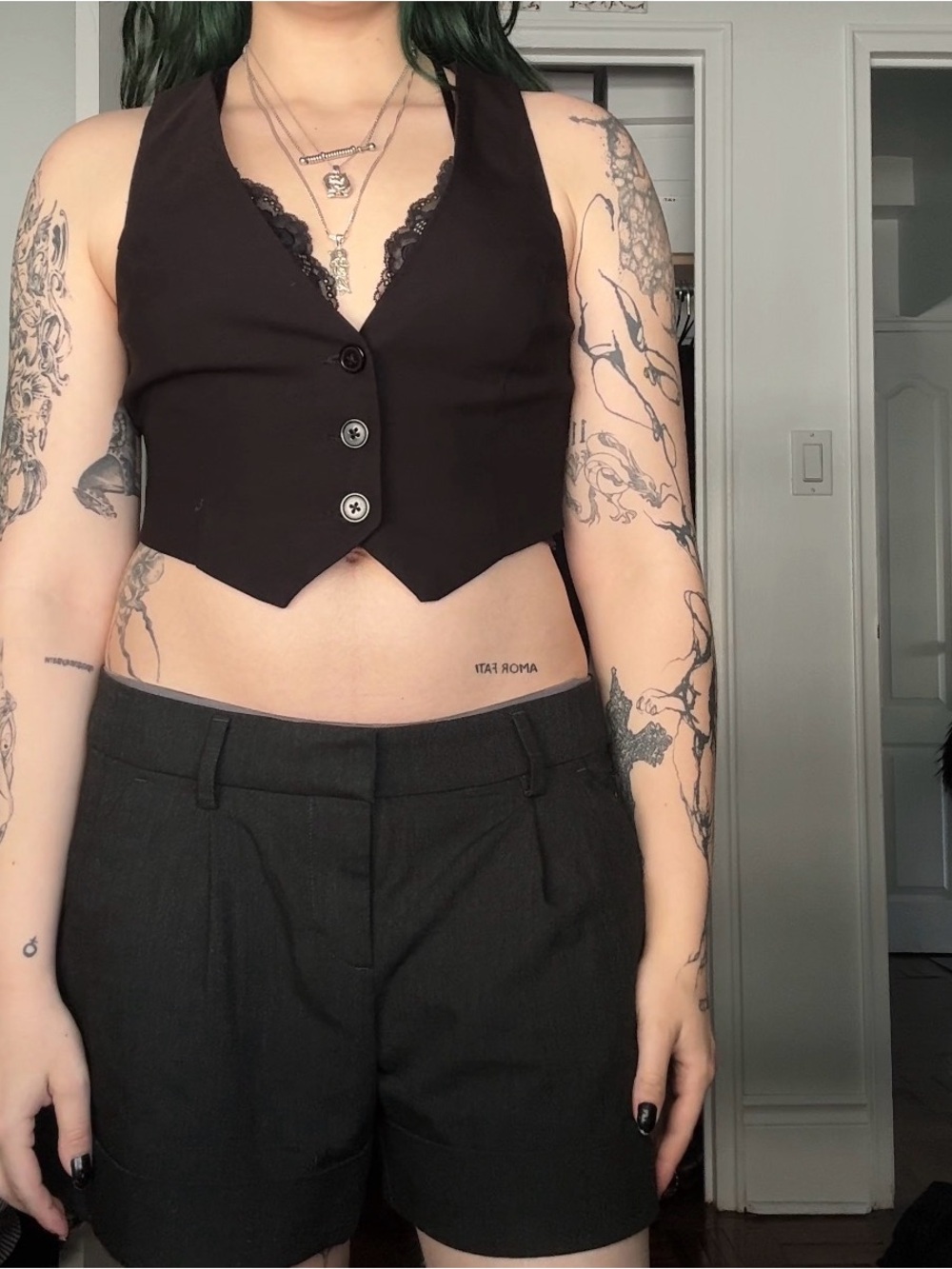 Garage Black Cropped Button Vest